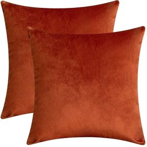 Orange Velvet 18x18 Pillow Cases set of 2